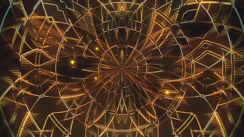 Elegant Golden Geometric Kaleidoscope Looping Background