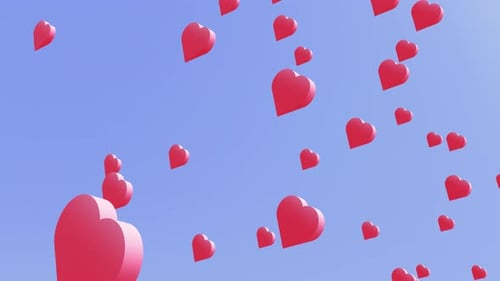 Red Hearts Flying in the Sky Seamless Animation Background