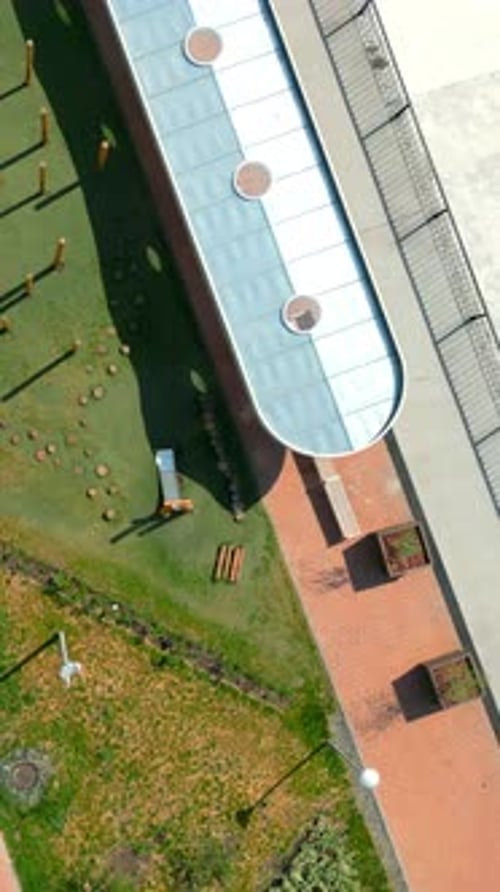 Modern Playground By the River Aerial View of Urban Recreation Area Clip