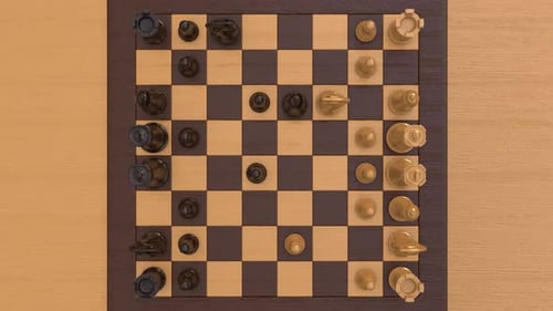 3D Chess Pieces Falling to Form Initial Board Setup