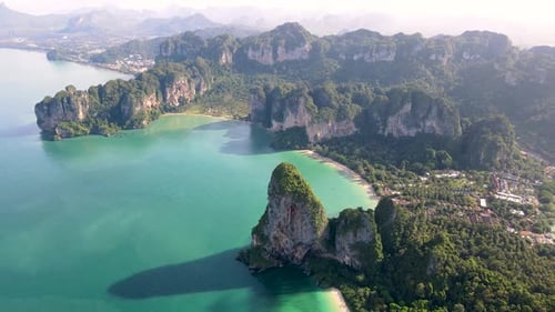 Breathtaking Aerial View of Railay Beach in Krabi Thailand During a Sunny Day