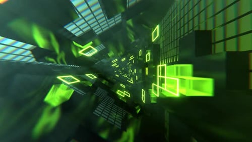Green Neon Triangular Sci Fi Tunnel Background VJ Loop l 4K