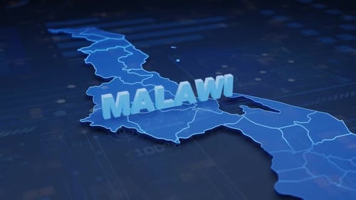 Malawi Map Futuristic Digital Background