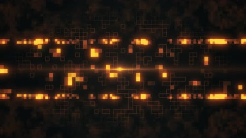 Fundo quadrado dourado brilhante de alta tecnologia. Tecnologia de computador digital Small Square Shape Data Tran