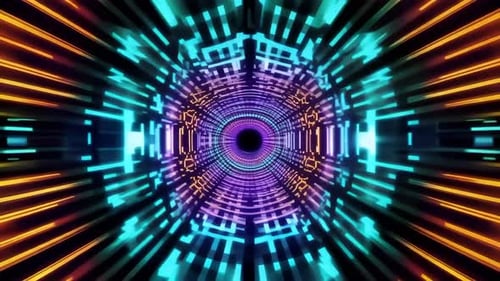 Futuristische digitale Neon-Tunnel-Cyberpunk-Bewegungsgrafik