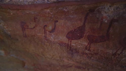 Rock Paintings on an Archeological Site at Serra Da Capivara National Park Brazil