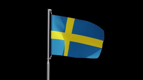 Realistic Seamless Loop of Sweden Flag Waving