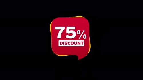 Flat Design 75% Discount Speech Bubble Animation