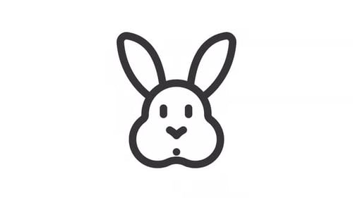 Minimalist Rabbit Head Icon Animation with Subtle Movement