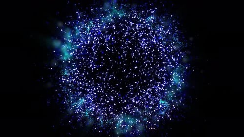Sparkling Blue Glitter Particles Forming a Dynamic Circle Reveal