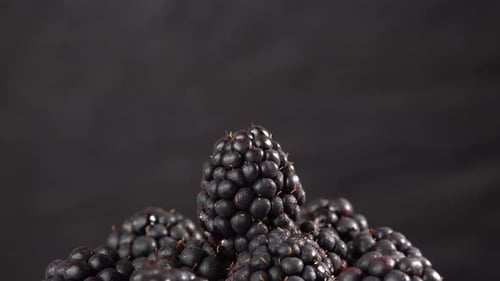 Close-Up of Fresh Blackberries on Dark Background