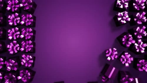 Dynamic Purple Gift Boxes Opening Reveal Background
