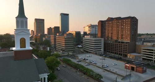 Lexington Kentucky Urban Architecture in City Downtown at Sunset Panoramic View of Business District