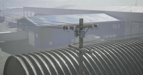 3D Industrial Area Flyover with Utility Pole