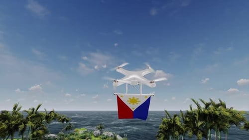 Zumbido cuadricóptero con bandera de Filipinas
