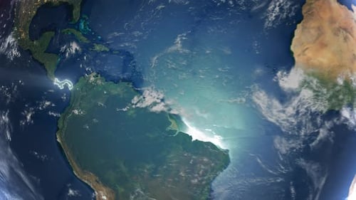 Realistic Earth Orbit and Zoom Glowing Borders Panama