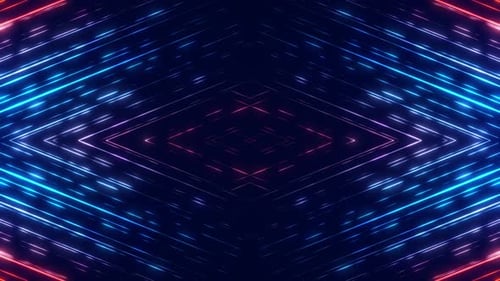 Abstract colorful background with bright neon rays and glowing lines. Pink and blue neon lines