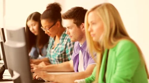 Education And School - Students In Computer Class