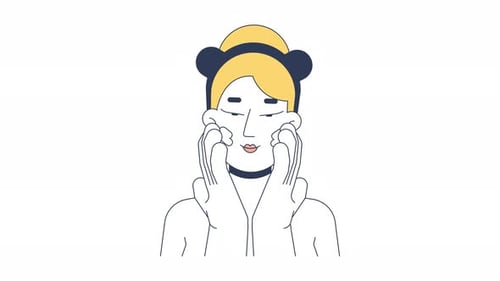 Flat Design Animation of Person Massaging Face
