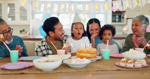 Family Celebrates Birthday Party at Home