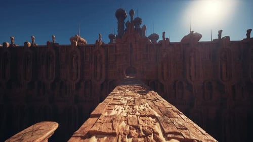 Exploration of Mysterious Portal Surrounded By Weathered Pillars and Darkness