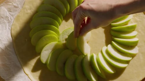 Close Up of Apple Pie Recipe Preparation