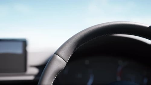 Modern Car Steering Wheel Driving View Animation