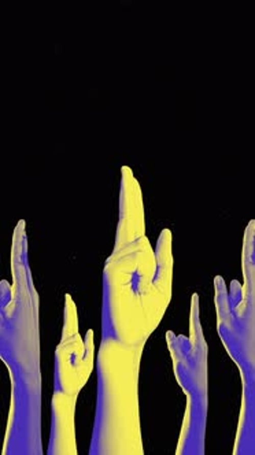 Dynamic Pop Art Hands Pointing Up and Rocking Out