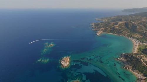 Aerial View of Turquoise Waters and Coastline