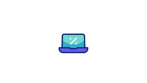Flat Design Laptop Icon with Animated Percentage