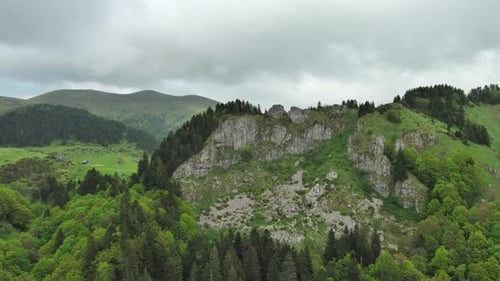 Clouds Over Summer Green Mountains