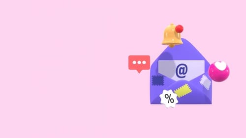 Animated 3D Mail Envelope with Digital Notification Icons