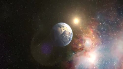 Nah zu fern Die Weltraumansicht des Planeten Erde, Spin, Planet Erde, Sternengalaxie, Sonnenlicht, Leuchten