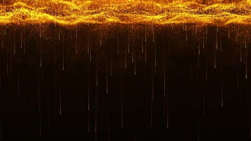 Abstract Golden Particle Wave with Falling Light Lines