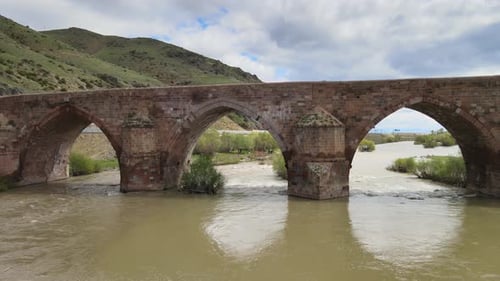 aerial historic stone bridge