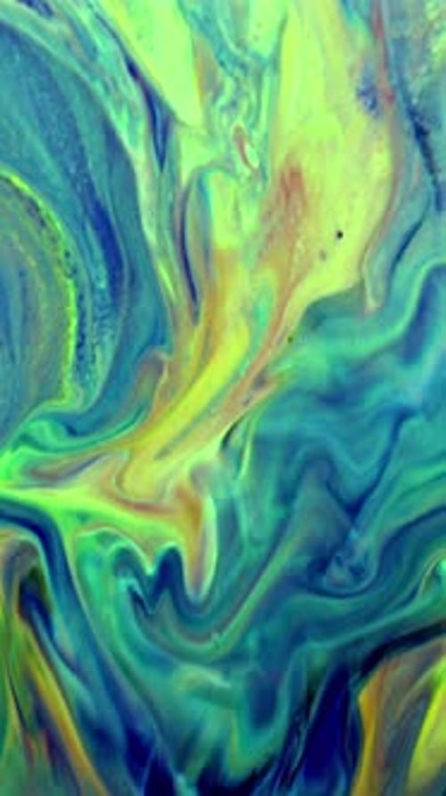 Abstract Liquid Motion Background in Blue, Green, Yellow