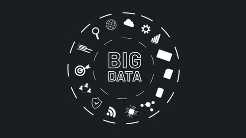 Animated Big Data Concept with Circulating Technology Icons