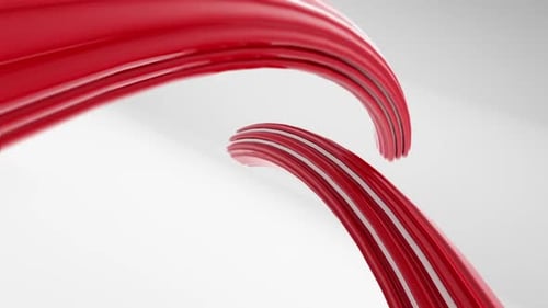 Fluid Red Glossy Ribbons Dynamic Animation Element
