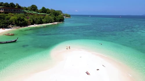 Couple on the Koh Lipe Island Thailand Beach a Tropical Island with a Blue Ocean