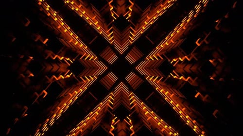 Orange Neon Light Moves In Rectangles Background Vj Loop In 4K