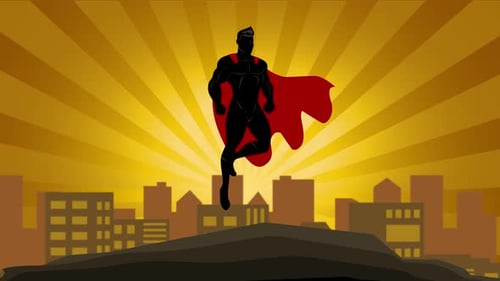 Male Superhero Floating In The Air