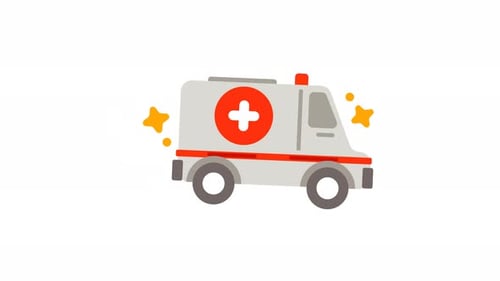 Flat Design Ambulance Medical Transport Animation