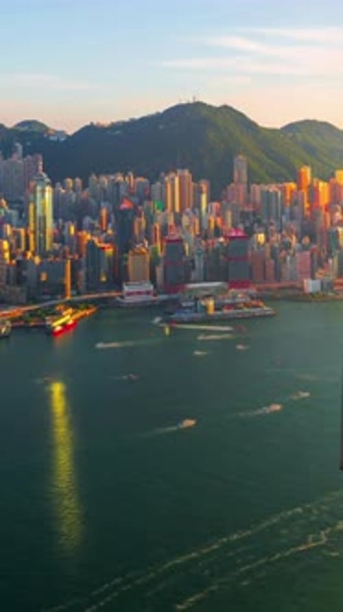 Vertical View Of Hong Kong Cityscape, China