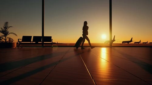 Weiblicher Passagier am internationalen Flughafen