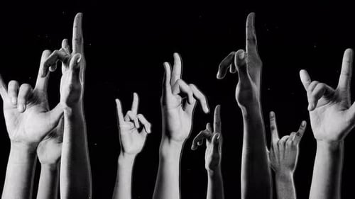 Spinning Halftone Effect Rock Hands