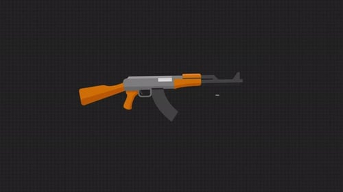 Flat Design AK-47 Rifle Firing Muzzle Flash Animation