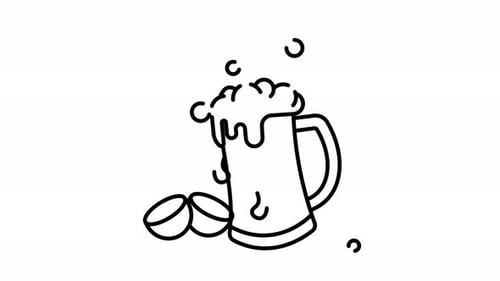 Strichkunst-Ikone für Animations-Bierglas. Animationsanimation zum Thema Kochen