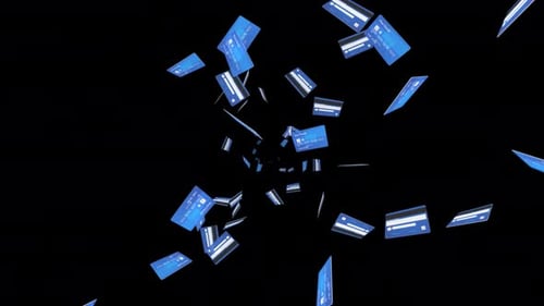 La pluie des cartes de débit et de crédit tombe en arrière-plan