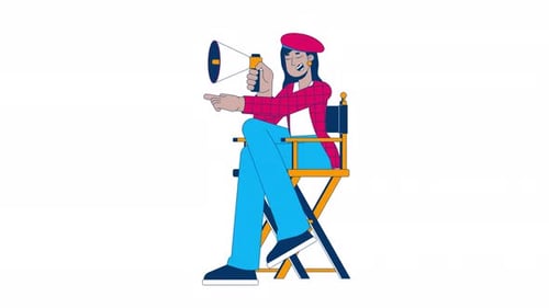 Flat Design Director Calling Action with Megaphone Animation