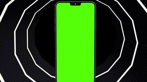 green screen smartphone in hologram light tube